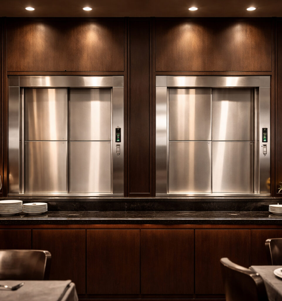 Restaurant dumbwaiter lift system for efficient food service and kitchen operations